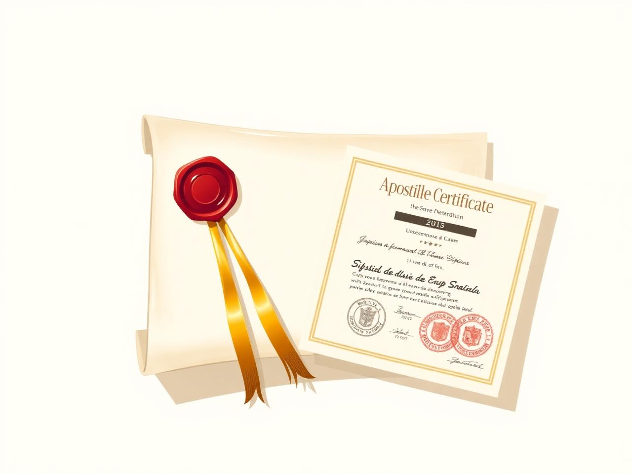 Apostille certificate with sealed diploma scroll